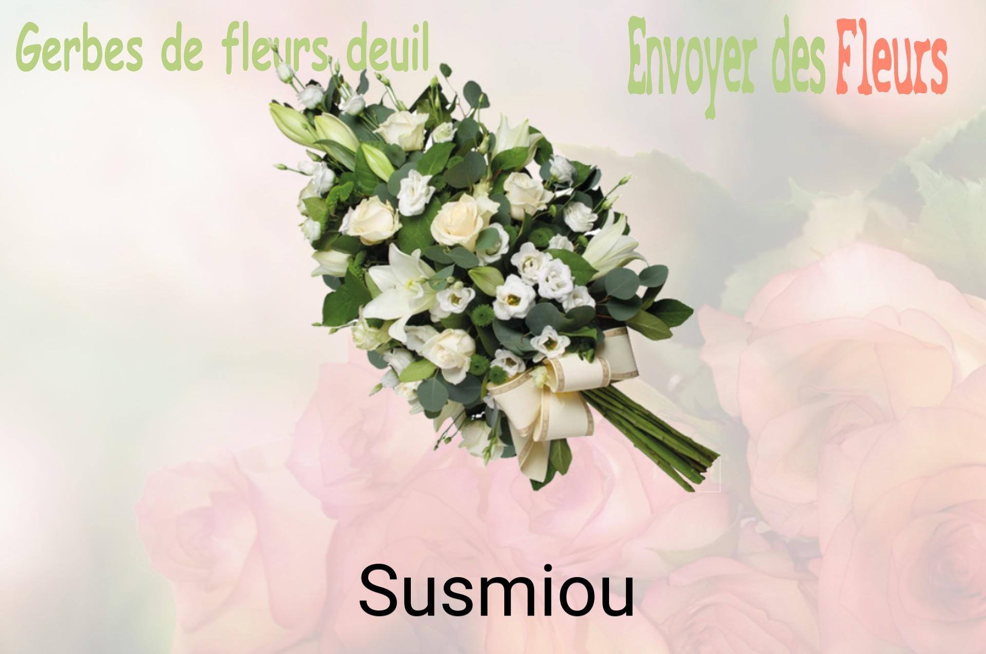 Gerbe de fleurs de deuil livrée à Susmiou